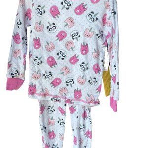 2Pc Girls 3T Tight Fit PJ Set By Bobbie Brooks Unicorn Cats, Llamas & Pandas